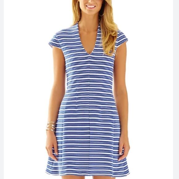 LILLY PULITZER Bree Ottoman Shift Dress Bay Blue Fit Flare Mini Dress Size XS - Picture 3 of 5